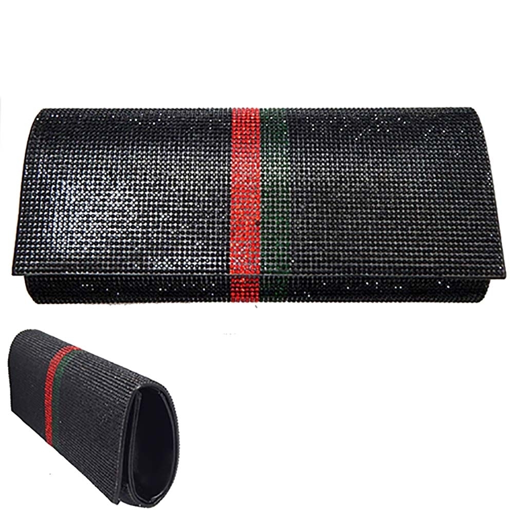 Black Clutch with Red and Green Stripe - Picture 2 of 3